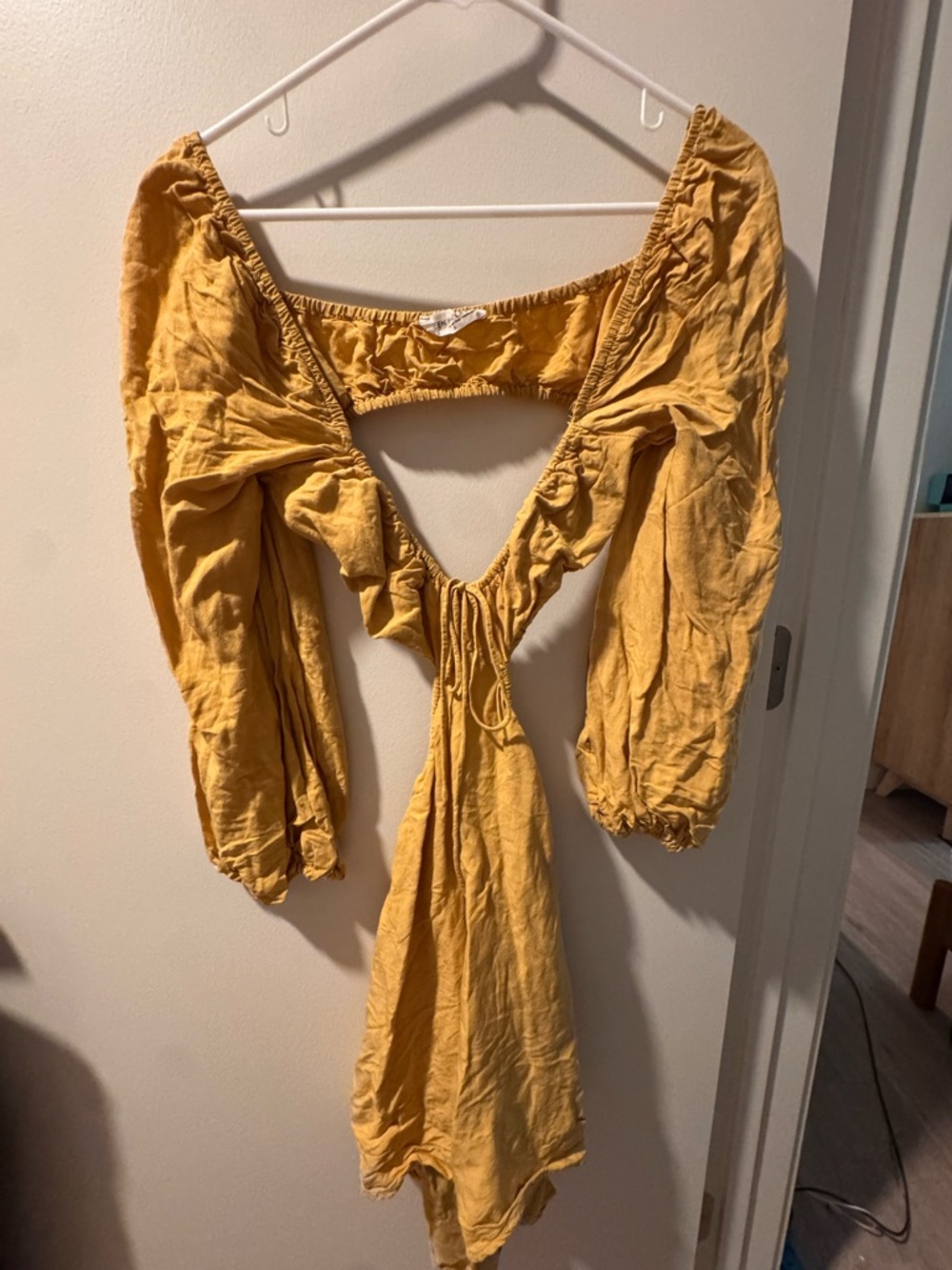 Keen the Label Mustard Yellow Tie-Front Long Sleeve Women's Dress